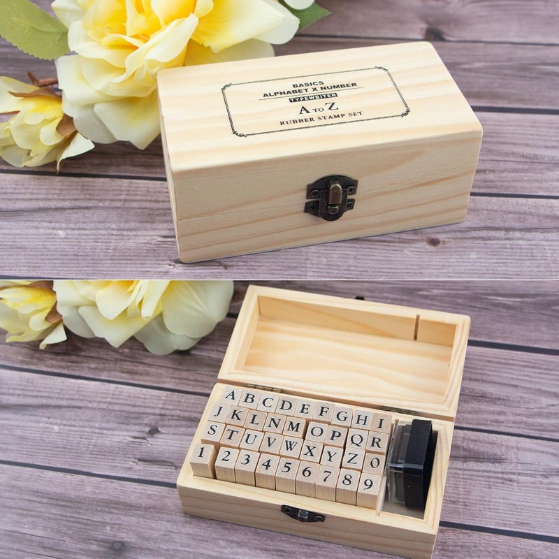 krastmon Rubber Stamp Letters Numbers and Alphabets, 36 Pcs Small Wooden Rubber Stamps for Card Making, DIY Craft, Scrapbooking Supplie, etc. - Image 5
